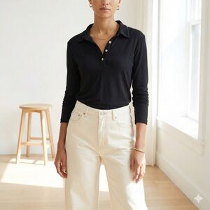 Bleusalt Malibu Black "The Point" Long Sleeve Polo Shirt - Small (1)